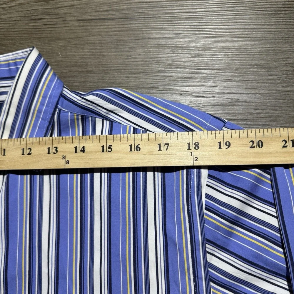 Polo Ralph Lauren Men's L Blue Stripe Button Front Shirt Long Sleeve Cotton